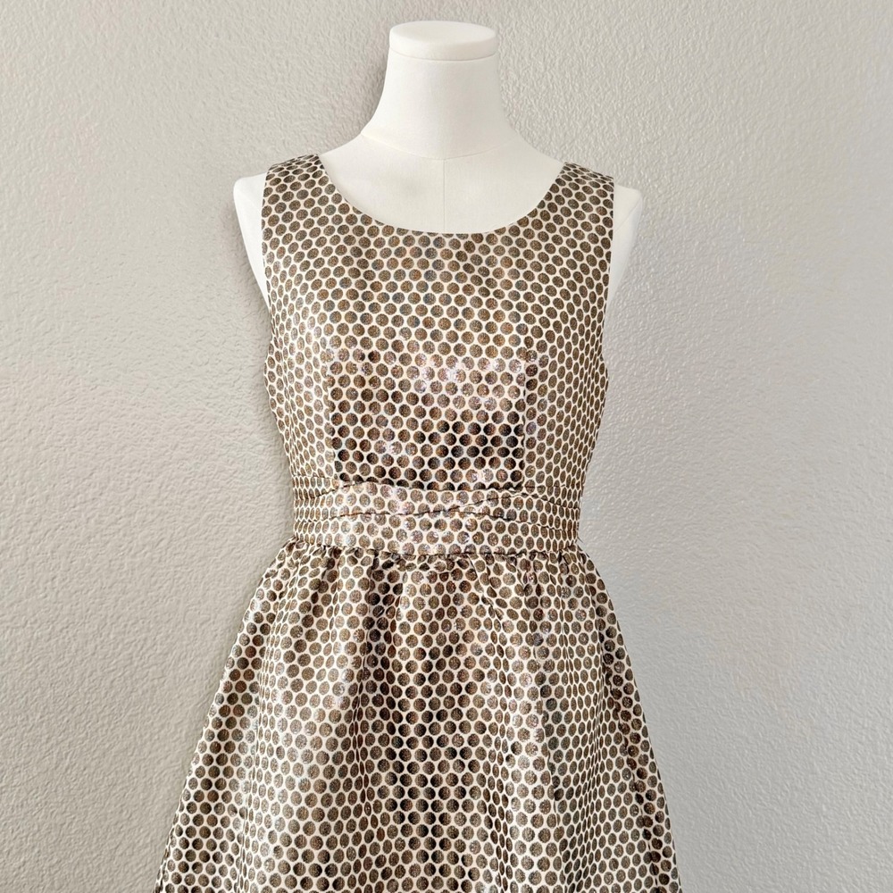 NWT Esley Anthologie Gold Dot Fit Flare Dress Sleeveless Cocktail Coquette Sz S - Picture 6 of 14